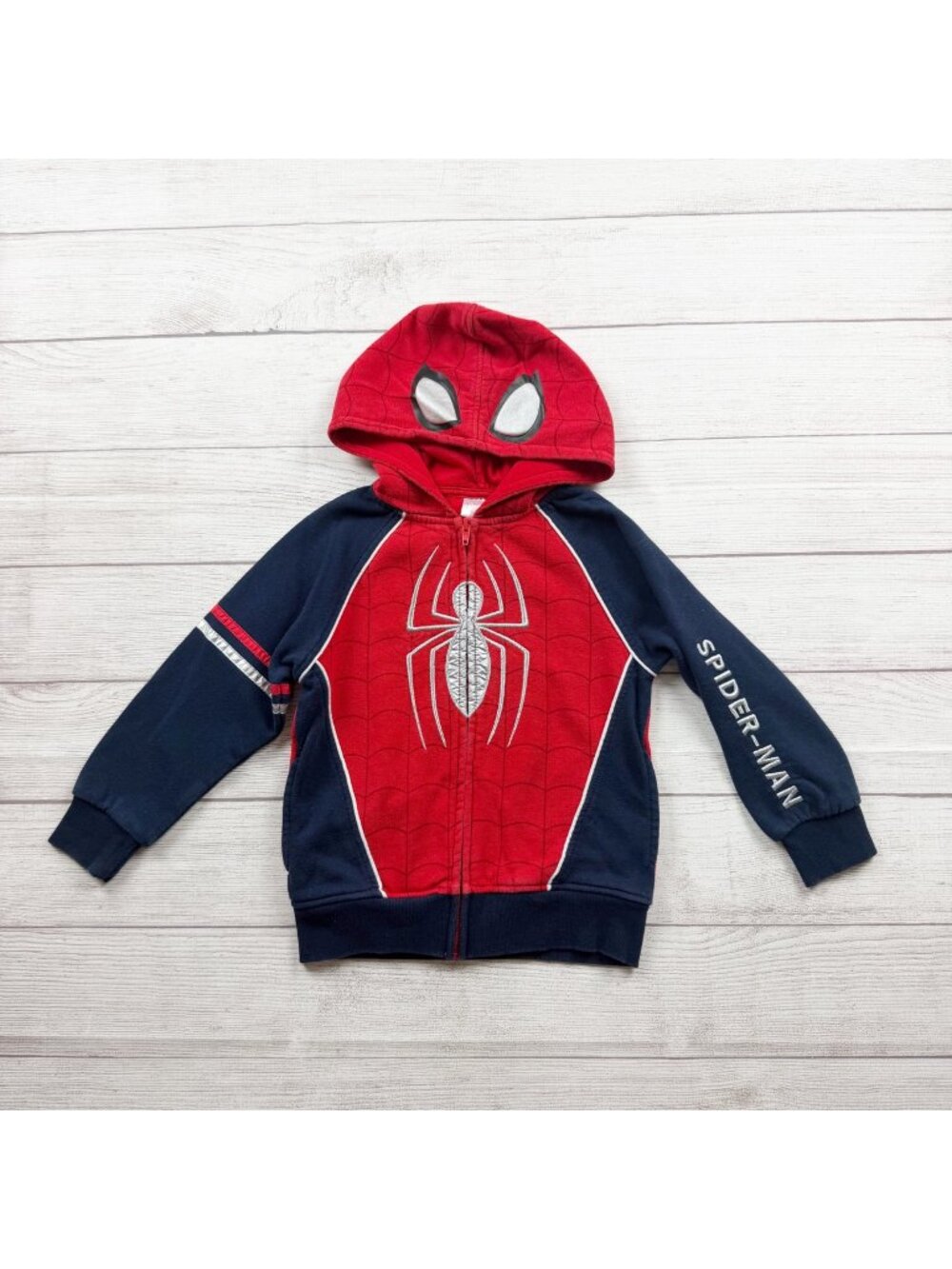 Marvel SpiderMan Boys Red Navy Zip Up Hoodie Spider Graphic 5